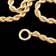 Load image into Gallery viewer, A yellow gold twisted rope chain with a bolt ring clasp