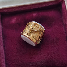 Load image into Gallery viewer, Antique Rolled Gold Agate Drum Charm in box