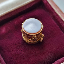 Load image into Gallery viewer, Antique Rolled Gold Agate Drum Charm in box
