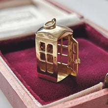 Load image into Gallery viewer, Vintage 9ct Gold Telephone Box Charm open door