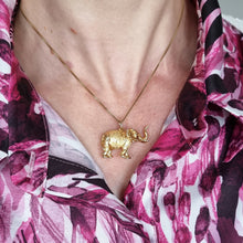Load image into Gallery viewer, Large Vintage 9ct Yellow Gold Elephant Charm/Pendant modelled with a gold chain