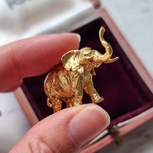 Load image into Gallery viewer, Large Vintage 9ct Yellow Gold Elephant Charm/Pendant held in the hand