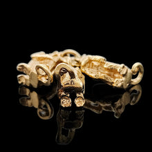Load image into Gallery viewer, Three wise monkeys charm in yellow gold, on a black background