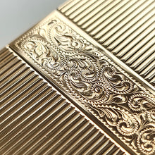 Load image into Gallery viewer, Art Deco 14k Yellow Gold Ruby Compact Case engraving