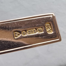 Load image into Gallery viewer, Edwardian 9ct Rose Gold Engraved Cross, Hallmarked Chester 1907 close-up of hallmark and maker's mark