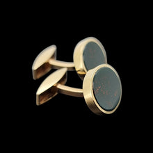Load image into Gallery viewer, Vintage 9ct Gold Oval Bloodstone Cufflinks sides