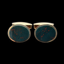 Load image into Gallery viewer, Vintage 9ct Gold Oval Bloodstone Cufflinks front