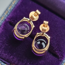 Load image into Gallery viewer, 9ct Gold Cabochon Amethyst Stud Earrings backs