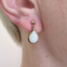 Load image into Gallery viewer, Vintage 9ct Yellow Gold Opal Drop Earrings modelled