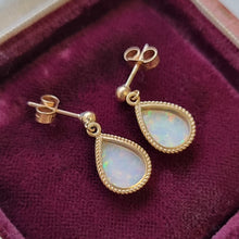 Load image into Gallery viewer, Vintage 9ct Yellow Gold Opal Drop Earrings back