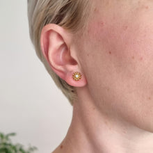 Load image into Gallery viewer, Vintage 9ct Gold Solitaire Diamond Stud Earrings modelled