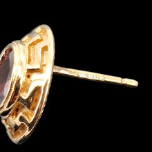 Load image into Gallery viewer, Vintage 9ct Yellow Gold Garnet Circle Stud Earrings