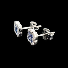 Load image into Gallery viewer, 18ct White Gold Sapphire and Diamond Cluster Stud Earrings