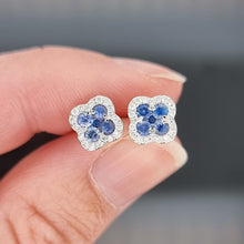 Load image into Gallery viewer, 18ct White Gold Sapphire and Diamond Cluster Stud Earrings