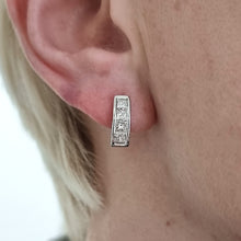 Load image into Gallery viewer, 14ct White Gold Princess Cut Diamond Half Hoop Earrings, 1.00ct modelled