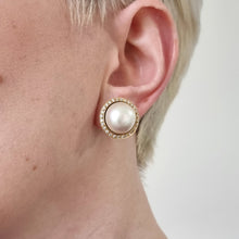 Load image into Gallery viewer, Vintage 18ct Gold Mabé Pearl and Diamond Clip-On Earrings
