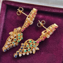 Load image into Gallery viewer, Vintage 21ct Gold Multi-Gem Drop Earrings sides