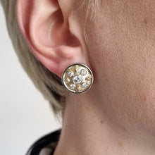 Load image into Gallery viewer, Vintage 18ct Yellow & White Gold Diamond Disc Earrings, 1.00ct modelled