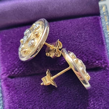 Load image into Gallery viewer, Vintage 18ct Yellow & White Gold Diamond Disc Earrings, 1.00ct side