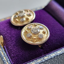 Load image into Gallery viewer, Vintage 18ct Yellow & White Gold Diamond Disc Earrings, 1.00ct in box