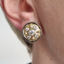 Load image into Gallery viewer, Vintage 18ct Yellow & White Gold Diamond Disc Earrings, 1.00ct modelled