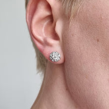 Load image into Gallery viewer, 18ct Yellow & White Gold Diamond Cluster Stud Earrings, 0.85ct modelled