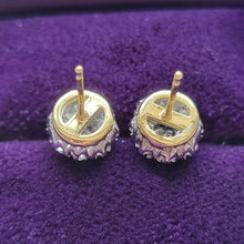 Load image into Gallery viewer, 18ct Yellow & White Gold Diamond Cluster Stud Earrings, 0.85ct backs