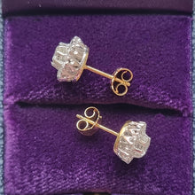 Load image into Gallery viewer, 18ct Yellow & White Gold Diamond Cluster Stud Earrings, 0.85ct sides