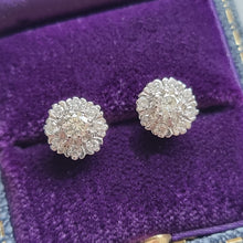 Load image into Gallery viewer, 18ct Yellow & White Gold Diamond Cluster Stud Earrings, 0.85ct in box