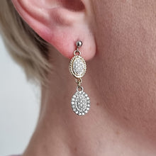 Load image into Gallery viewer, Vintage 9ct Yellow & White Gold Diamond Drop Earrings