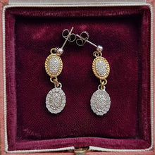 Load image into Gallery viewer, Vintage 9ct Yellow & White Gold Diamond Drop Earrings