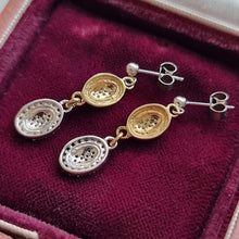 Load image into Gallery viewer, Vintage 9ct Yellow & White Gold Diamond Drop Earrings