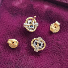 Load image into Gallery viewer, Vintage 18ct Gold Blue Topaz and Diamond Stud Earrings backs