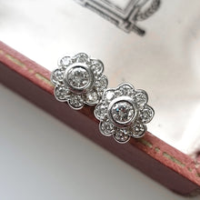 Load image into Gallery viewer, 18ct Yellow & White Gold Brilliant Cut Diamond Cluster Stud Earrings