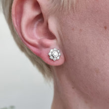 Load image into Gallery viewer, 18ct Yellow & White Gold Brilliant Cut Diamond Cluster Stud Earrings