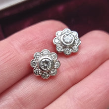 Load image into Gallery viewer, 18ct Yellow & White Gold Brilliant Cut Diamond Cluster Stud Earrings