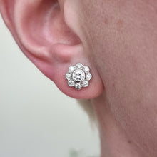Load image into Gallery viewer, 18ct Yellow & White Gold Brilliant Cut Diamond Cluster Stud Earrings