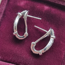 Load image into Gallery viewer, 18ct White Gold Brilliant Cut Diamond Oval Hoop Earrings sides