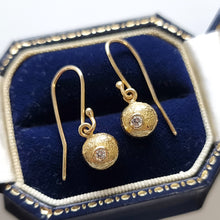 Load image into Gallery viewer, Vintage 18ct Yellow Gold Diamond Drop Earrings