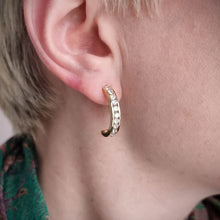 Load image into Gallery viewer, 18ct Yellow Gold Diamond Half Hoop Earrings, 1.40ct modelled