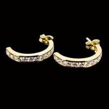 Load image into Gallery viewer, 18ct Yellow Gold Diamond Half Hoop Earrings, 1.40ct fronts on sides