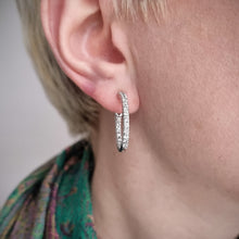 Load image into Gallery viewer, 18ct White Gold Diamond Double Sided Hoop Earrings, 1.50ct modelled