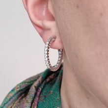 Load image into Gallery viewer, 18ct White Gold Diamond Double Sided Hoop Earrings, 1.50ct modelled