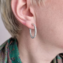 Load image into Gallery viewer, 18ct White Gold Diamond Double Sided Hoop Earrings, 1.50ct modelled