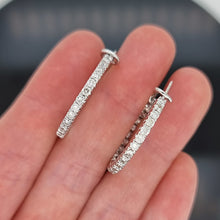 Load image into Gallery viewer, 18ct White Gold Diamond Double Sided Hoop Earrings, 1.50ct in hand