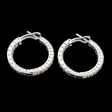 Load image into Gallery viewer, 18ct White Gold Diamond Double Sided Hoop Earrings, 1.50ct sides