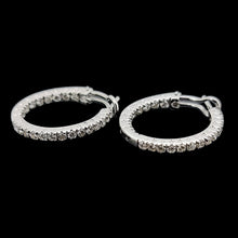 Load image into Gallery viewer, 18ct White Gold Diamond Double Sided Hoop Earrings, 1.50ct sides