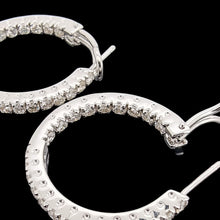 Load image into Gallery viewer, 18ct White Gold Diamond Double Sided Hoop Earrings, 1.50ct close-up