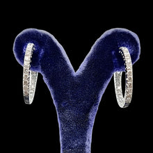 Load image into Gallery viewer, 18ct White Gold Diamond Double Sided Hoop Earrings, 1.50ct on earring stand