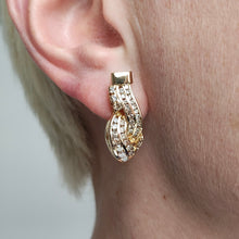 Load image into Gallery viewer, 18ct Yellow Gold Brilliant and Baguette Cut Diamond Drop Earrings